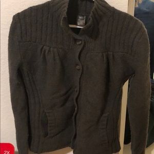 REI brown button up sweater